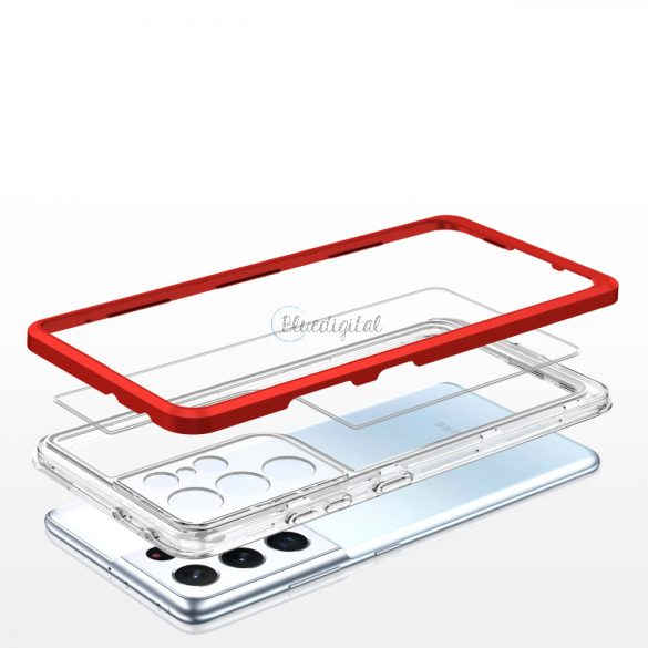 Clear 3az1ben tok Samsung Galaxy S22 Ultra tok Gel tok piros