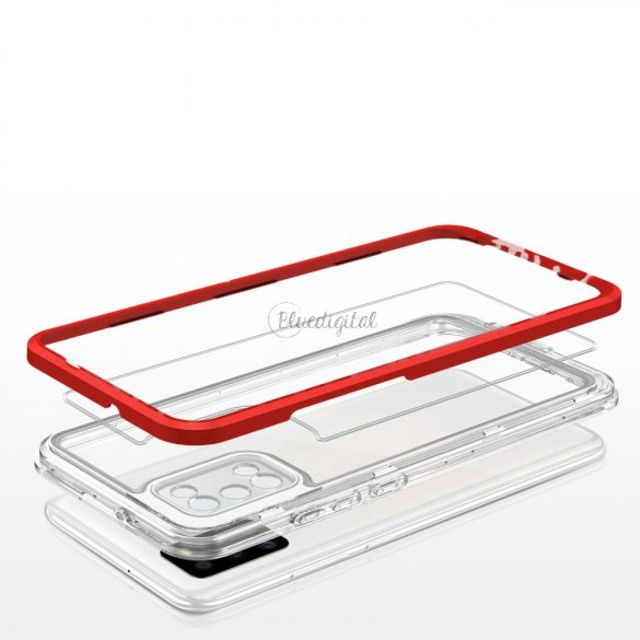 Clear 3az1ben tok Samsung Galaxy A03S (166) gél telefontok pirosra