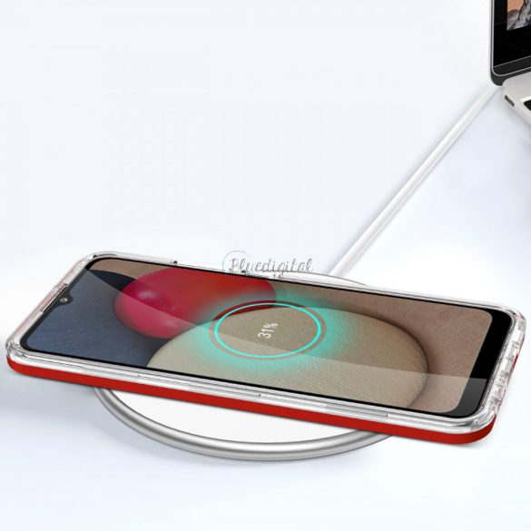 Clear 3az1ben tok Samsung Galaxy A03S (166) gél telefontok pirosra