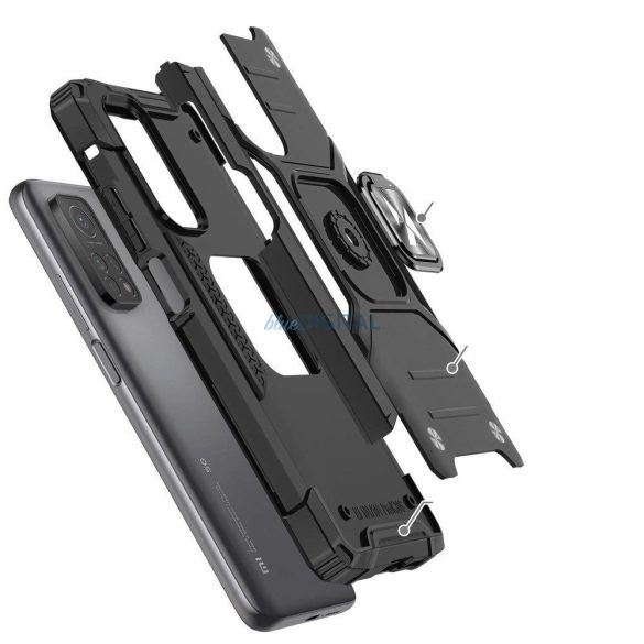 Wozinsky Ring Armor Tough Hybrid Case Cover + mágneses rögzítő Mi Poco M4 Pro 5G / Redmi Note 11 5G (Kína) / Redmi Note 11T 5G / Redmi Note 11S 5G fekete tok