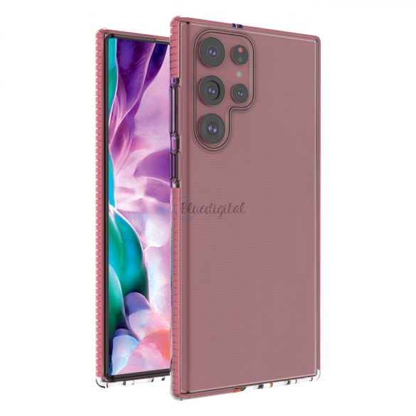 Spring case gél tok színes Samsung Galaxy S22 ultra világos rózsaszín
