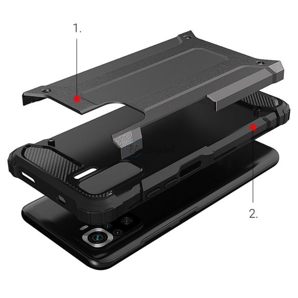 hybrid ütésálló tok Kemény tok Xiaomi Poco M4 Pro 5G fekete