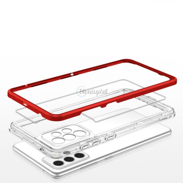 Clear 3az1ben tok Samsung Galaxy A73 telefontok gél piros