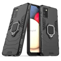   Ring Armor  kemény hybrid tok + mágneses tartó Samsung Galaxy A03S -hez (166.5) Fekete