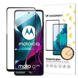 Wozinsky Full Glue edzett üveg Motorola Moto G200 5G 9H teljes képernyős fekete kerettel