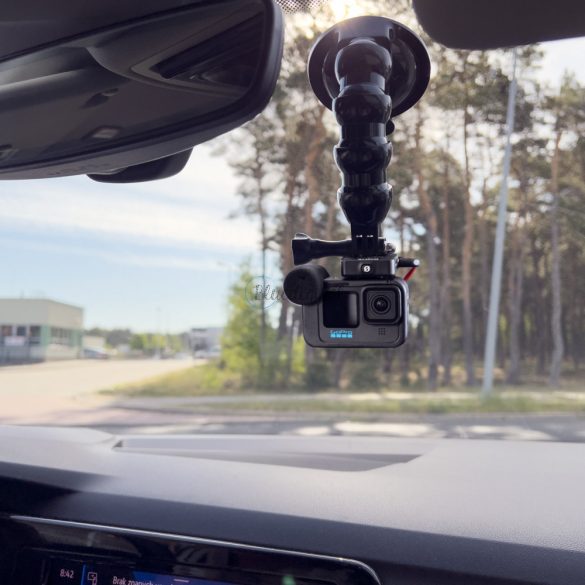 GoPro tartó tapadókoronggal GoPro, DJI, Insta360, SJCam, Eken sportkamerákhoz + okostelefon adapter (GoPro autós tapadókorong)