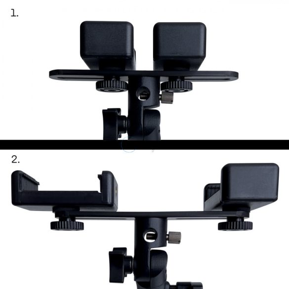 Kettős állítható okostelefon tartó állvánnyal fekete (E-típusú élő kettős kamera)