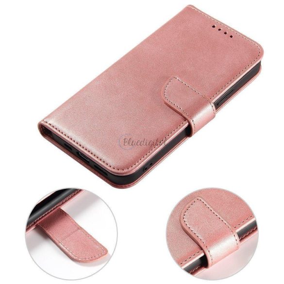 Mágneses tok elegáns tok borítóval és állvány funkcióval Samsung Galaxy A73 rózsaszín