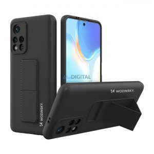 Wozinsky Kickstand Case Szilikon állvány tok Szilikon állvány tok Xiaomi Redmi Note 11S / Note 11 fekete