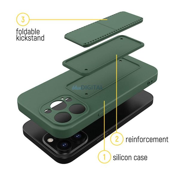 Wozinsky Kickstand Case Szilikon állvány tok Szilikon állvány tok Xiaomi Redmi Note 11S / Note 11 fekete