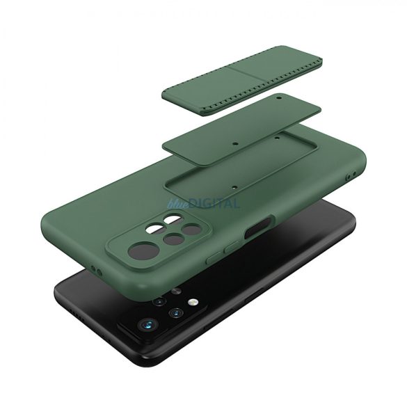 Wozinsky kitámasztható tok Rugalmas szilikon állványtok Xiaomi Poco M4 Pro 5G tengerészkék tengerészkék
