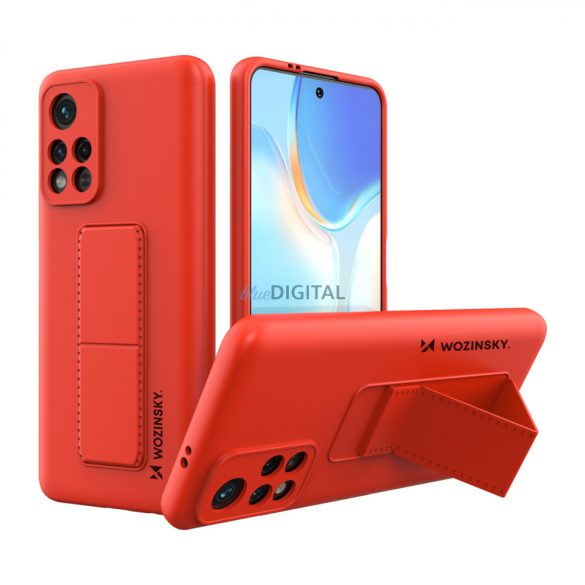 Wozinsky kitámasztható tok Rugalmas szilikon állványtok Xiaomi Poco M4 Pro 5G piros