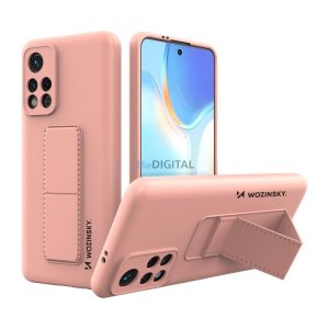 Wozinsky kitámasztható tok Rugalmas szilikon állvány tok Xiaomi Redmi 10 Pink