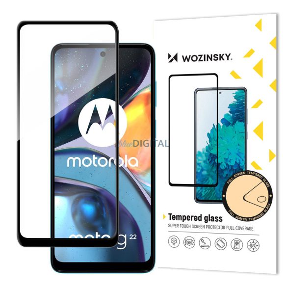 Wozinsky szuper tartós Full Glue edzett üveg teljes képernyő keret Case Friendly Motorola Moto G22 Fekete