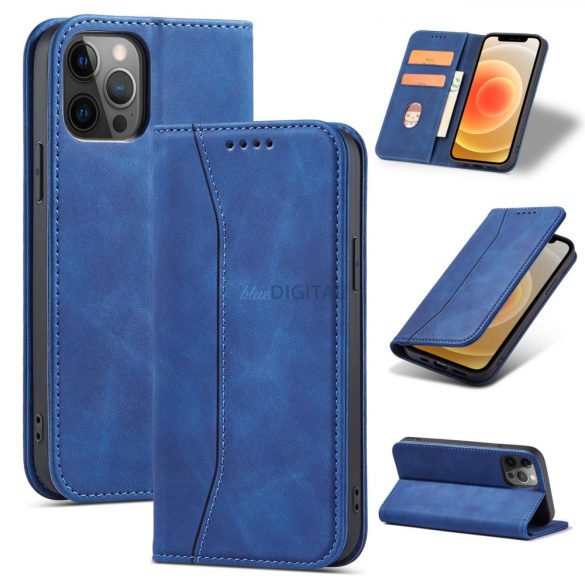 Magnet Fancy Case tok iPhone 12 Pro tok kártya tárca kártya állvány kék