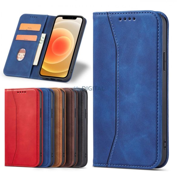 Magnet Fancy Case tok iPhone 12 Pro tok kártya tárca kártya állvány kék