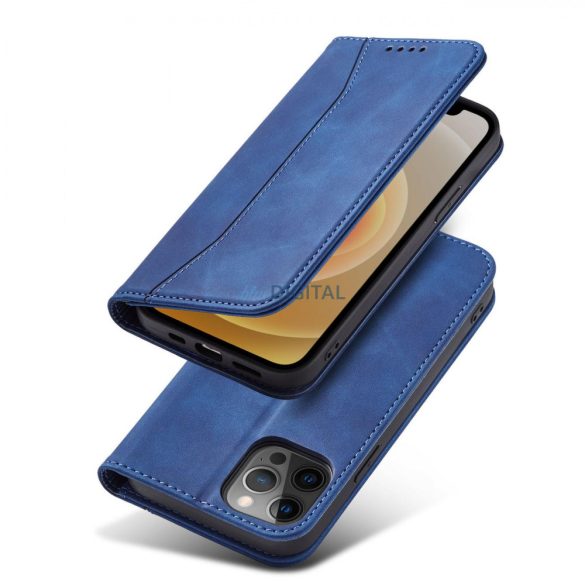 Magnet Fancy Case tok iPhone 12 Pro tok kártya tárca kártya állvány kék