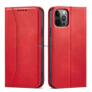 Magnet Fancy Case tok iPhone 12 Pro tok pénztárca kártyatartó piros
