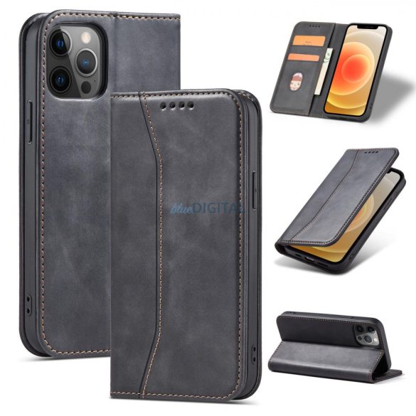 Magnet Fancy Case tok iPhone 12 Pro Max tok pénztárca kártyatartó fekete