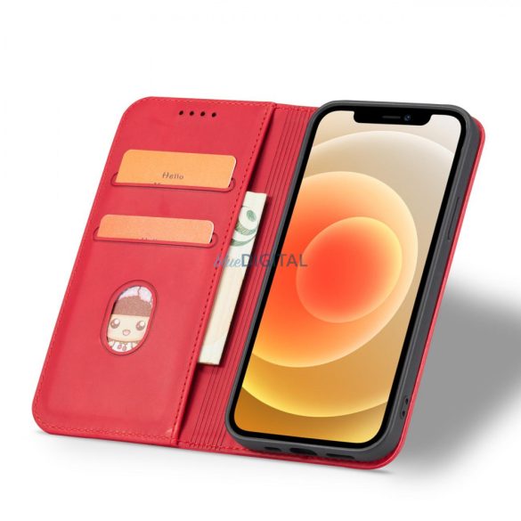 Magnet Fancy Case tok iPhone 12 Pro Max tok pénztárca kártyatartó piros