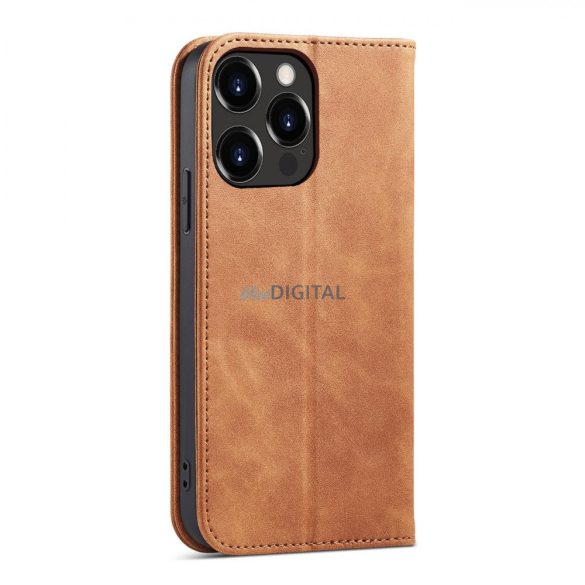 Magnet Fancy Case tok iPhone 13 Pro tok kártya tárca kártya állvány barna