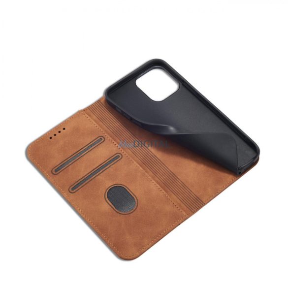 Magnet Fancy Case tok iPhone 13 Pro tok kártya tárca kártya állvány barna