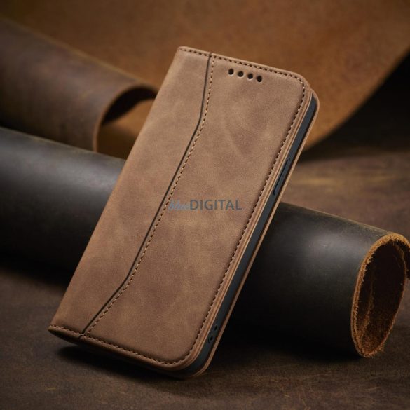 Magnet Fancy Case tok iPhone 13 Pro tok kártya tárca kártya állvány barna