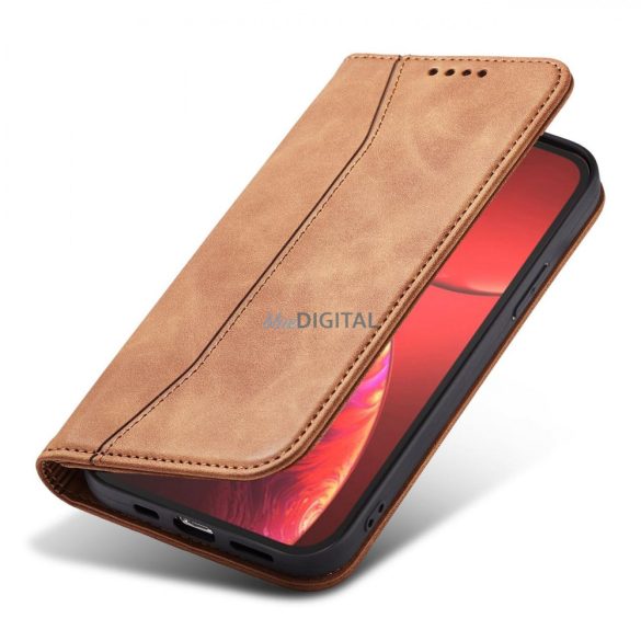 Magnet Fancy Case tok iPhone 13 Pro tok kártya tárca kártya állvány barna