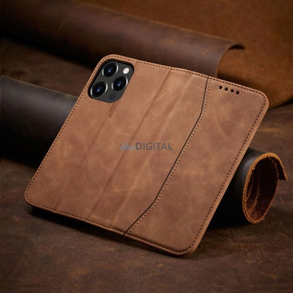 Magnet Fancy Case tok iPhone 13 Pro tok kártya tárca kártya állvány barna