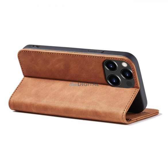 Magnet Fancy Case tok iPhone 13 Pro Max tok kártya tárca kártyatartó barna