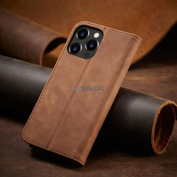 Magnet Fancy Case tok iPhone 13 Pro Max tok kártya tárca kártyatartó barna