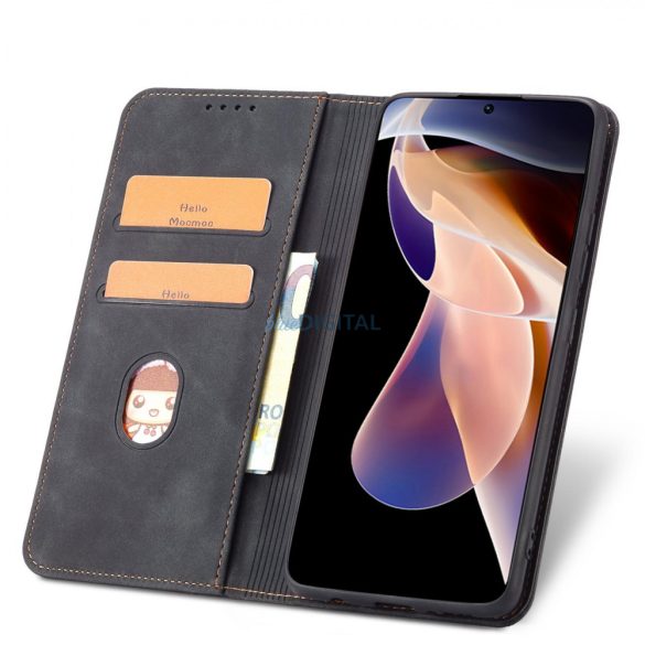 Magnet Fancy Case tok Xiaomi Redmi Note 11 Pro tok kártya pénztárca kártyatartó fekete