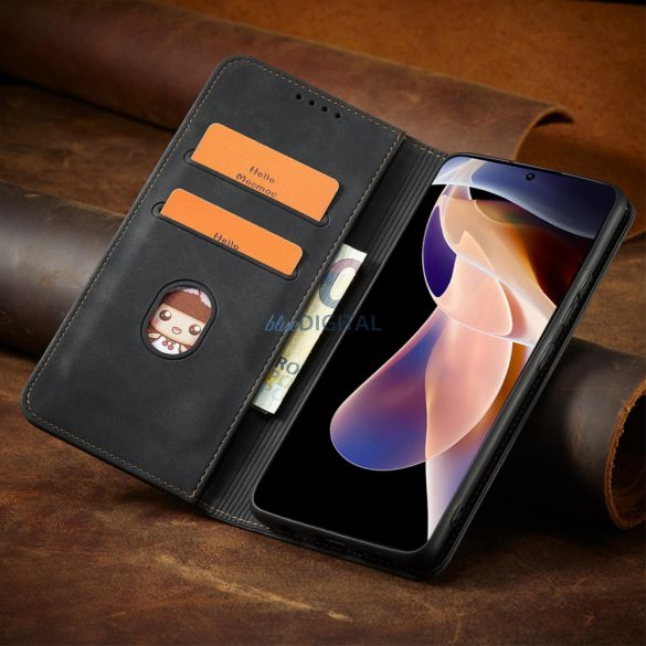 Magnet Fancy Case tok Xiaomi Redmi Note 11 Pro tok kártya pénztárca kártyatartó fekete