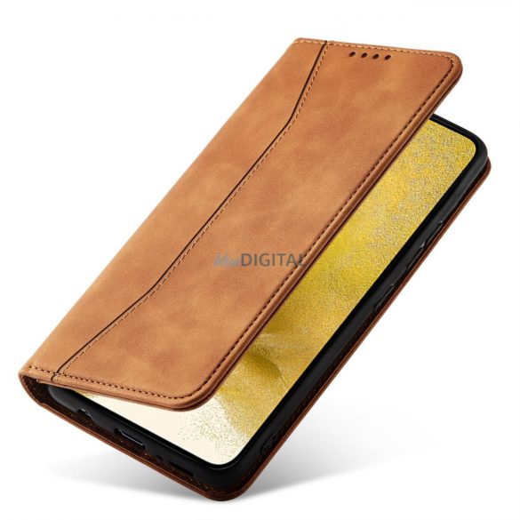Magnet Fancy Case tok Samsung Galaxy S22 + (S22 Plus) tok pénztárca kártyatartó barna