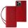 Mágneses tok pánttal iPhone 13 Pro Max tok pénztárca + Mini Lanyard medál piros