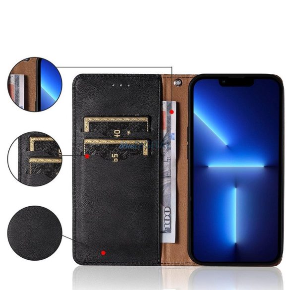 Mágneses tok pánttal Xiaomi Redmi Note 11 Pro Pouch Wallet + Mini Lanyard Pendant fekete