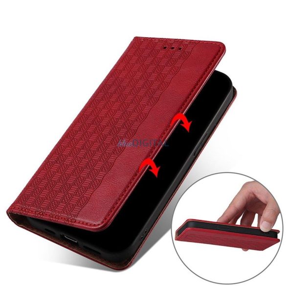 Mágneses tok pánttal Xiaomi Redmi Note 11 Pro Pouch Wallet + Mini Lanyard Pendant Red