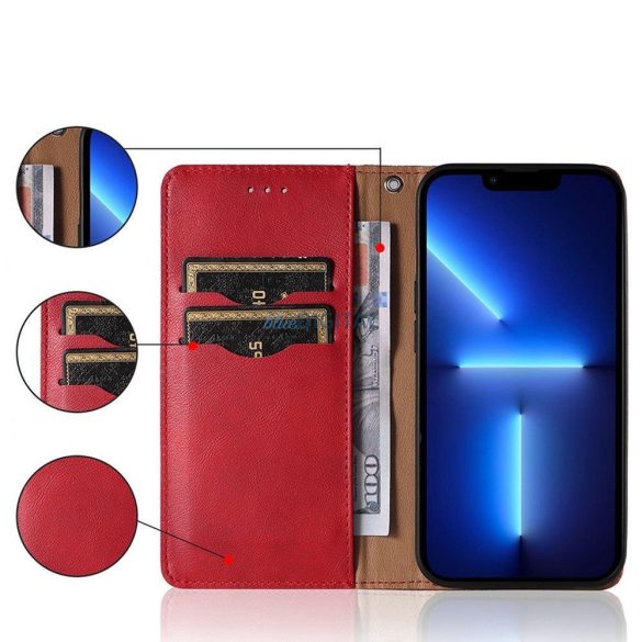 Mágneses tok pánttal Xiaomi Redmi Note 11 Pro Pouch Wallet + Mini Lanyard Pendant Red