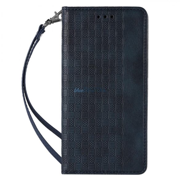 Mágneses tok pánttal Samsung Galaxy S22 Ultra Pouch pénztárca + Mini Lanyard függő kék