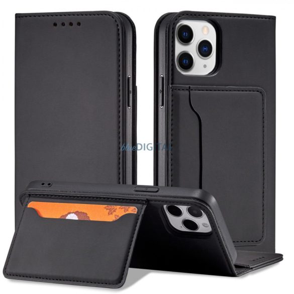 Magnet Card Case tok iPhone 12 tok kártya pénztárca kártya állvány fekete