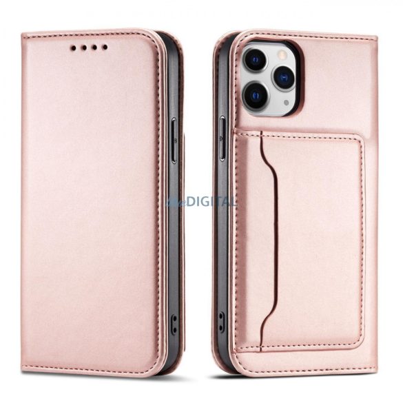 Magnet Card Case tok iPhone 12 tok kártya pénztárca kártya állvány rózsaszín