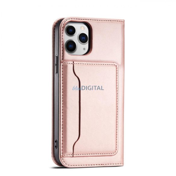 Magnet Card Case tok iPhone 12 tok kártya pénztárca kártya állvány rózsaszín