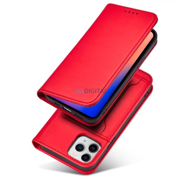 Magnet Card Case tok iPhone 12 tok kártya pénztárca kártya állvány piros