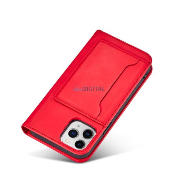 Magnet Card Case tok iPhone 12 tok kártya pénztárca kártya állvány piros