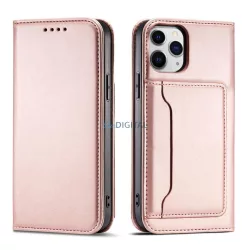   Magnet Card Case tok iPhone 12 Pro tok kártyatárca pénztárca kártyatartó rózsaszín