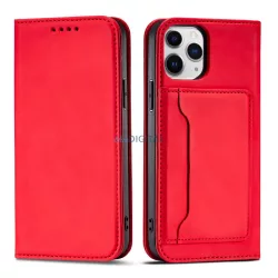   Magnet Card Case tok iPhone 12 Pro tok kártyatárca pénztárca kártyatartó piros