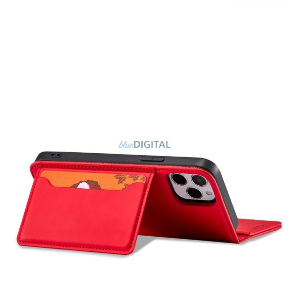 Magnet Card Case tok iPhone 12 Pro tok kártyatárca pénztárca kártyatartó piros