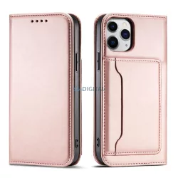   Magnet Card Case tok iPhone 12 Pro Max tok kártya tárca kártyatartó rózsaszín