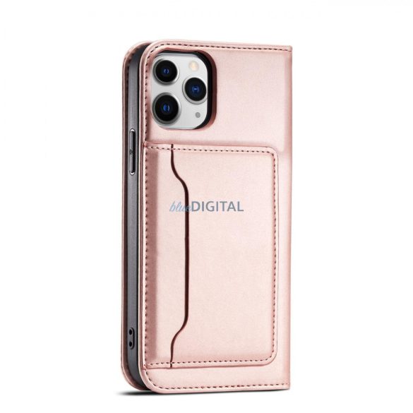 Magnet Card Case tok iPhone 12 Pro Max tok kártya tárca kártyatartó rózsaszín