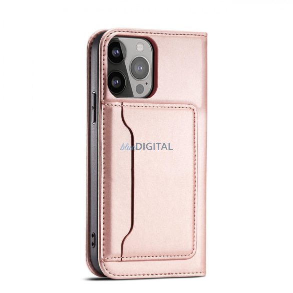 Magnet Card Case tok iPhone 13 tok kártya pénztárca kártya állvány rózsaszín